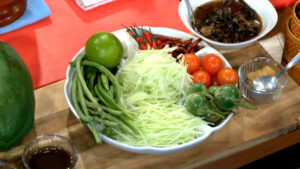 Lao Ingredients for Papaya Salad, in the studio of Spice and Recipe: The Origins of Flavor, NAM.