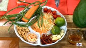 Ingredients for Thai Style Papaya Salad, in the studio of Spice and Recipe: The Origins of Flavor, NAM